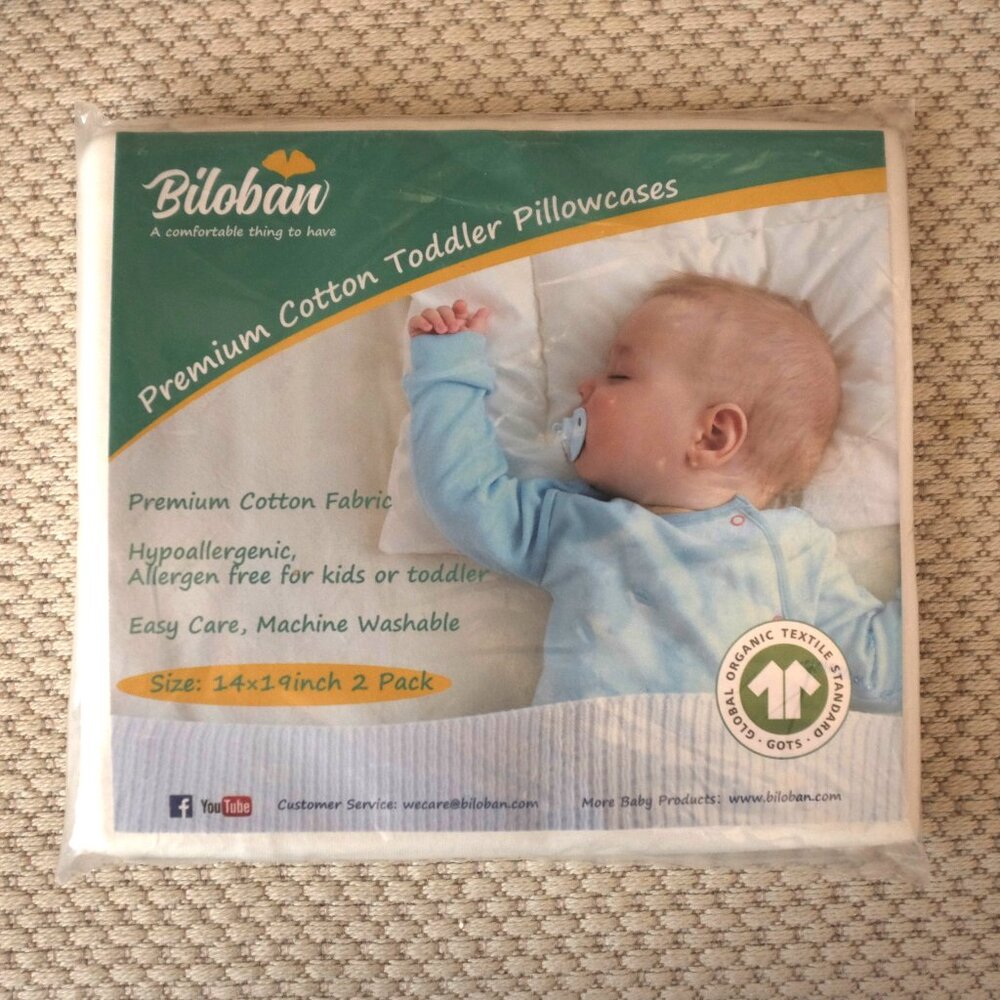 COPY - Biloban white premium cotton toddler pillowcase organic  14x19 inch 2 pa…